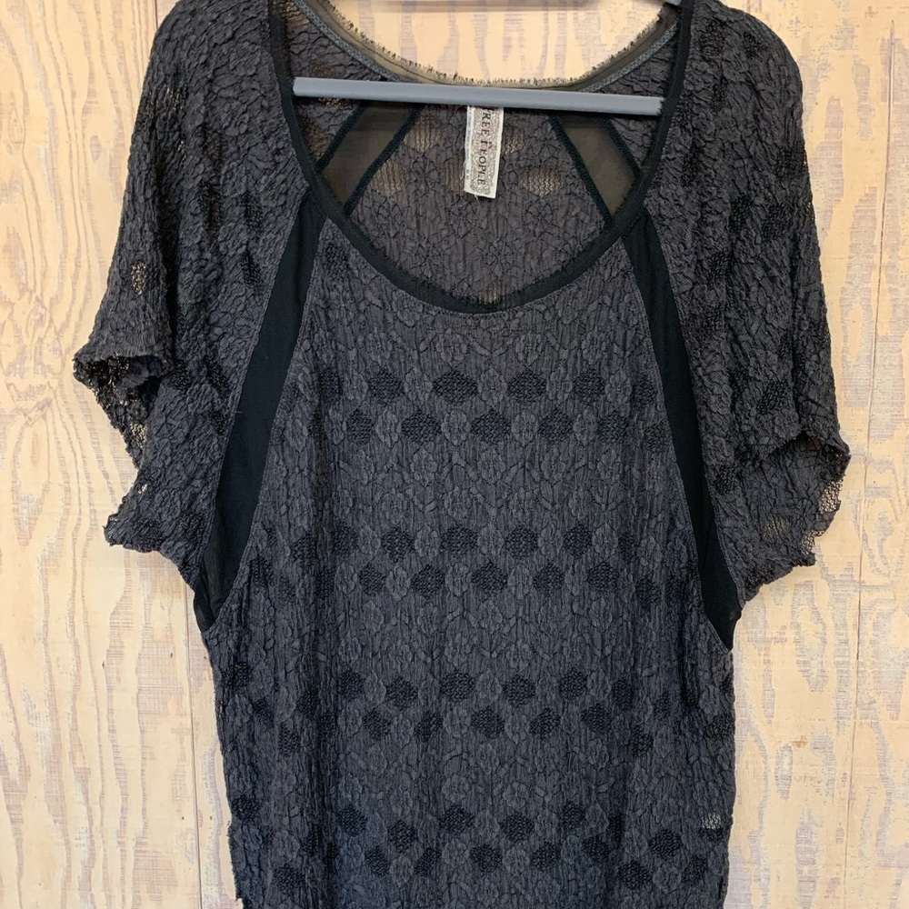 Free People Gray Oversized Tunic Top Shirt M